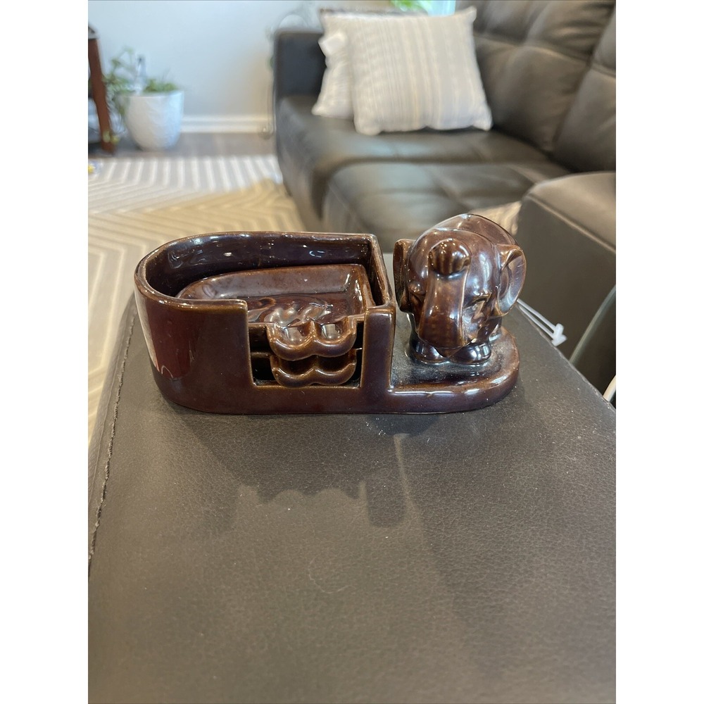 Vintage Ceramic Set Of 2 Elephant Chopstick and Holder Made In Occupied‎ Japan